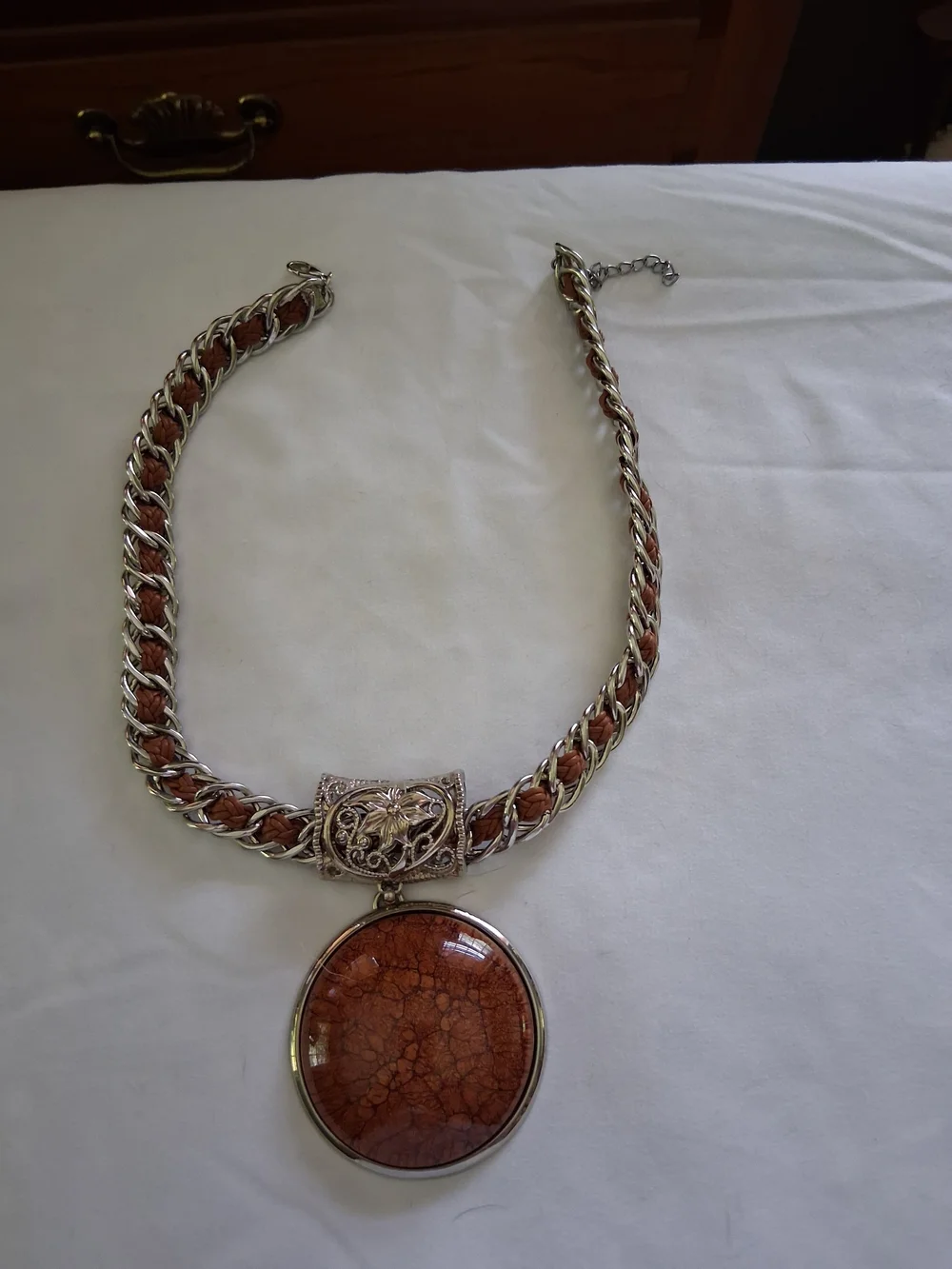 Fossil coral / agatized fossil coral Silver Necklace